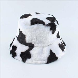 Faux Fur Cow Print Bucket Hat Unisex