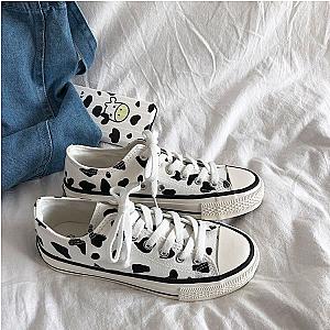 Cow Print Shoes - Cow Milk Pattern Girl Casual Low Top Sneakers