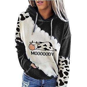 Moody Cute Cow Print Sweatshirt Hoodie