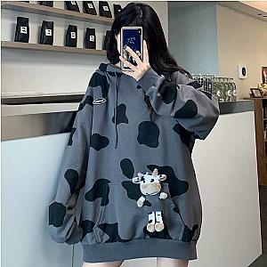 Cow Print Hoodies - Harajuku Pullover Tops Autumn Long Sleeve