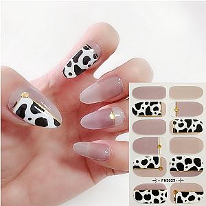 Cow Print Nails - 1Sheet 12tips Stickers Shiny