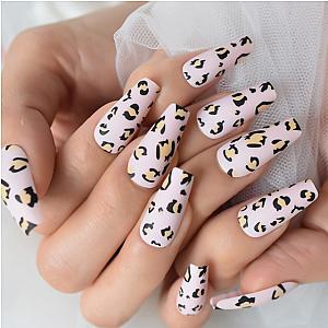 Cow Print Nails - Medium Coffin Cow Miscellaneous Painting