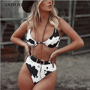 The Cow Print Bikini - Sexy High Waist Brazilian Swimsuit With Belt