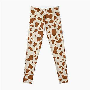 Brown & off White cow print pattern, mooo Leggings Flagship RB1809