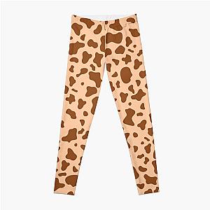 Brown & peach cow print pattern, mooo Leggings Flagship RB1809