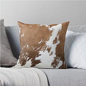 Cowhide animal skin brown and white spots Throw Pillow Flagship RB1809