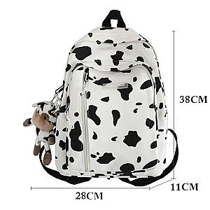 Kawaii Milk Cow Print Student Backpack