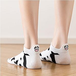 Cute 5 Pairs Cow Print Comfortable Casual Ankle Socks