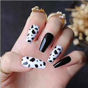 Cow Print Acrylic Nails Official Merch CL1211