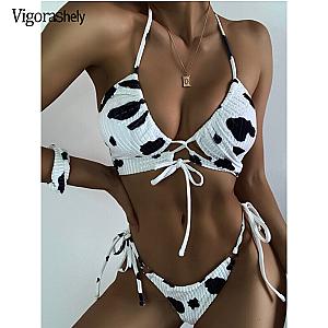 The Cow Print Bikini - Vigorashely Sexy Halter Brazilian Bikini Set