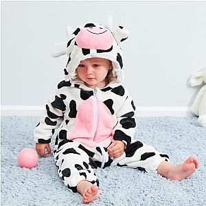 Winter Cow Print Jumpsuits Boys Girls Baby Infant Pajamas