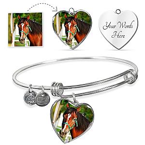 Personalized Horse Pendant Bangle Official Merch CL1211