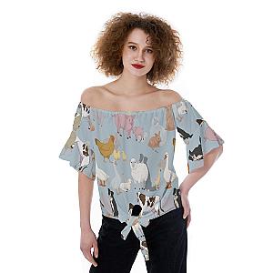 Farm Animals Off-Shoulder Blouse Official Merch CL1211