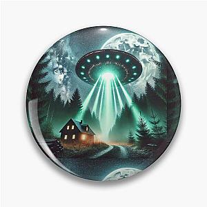 Alien Encounter: Nighttime Descent in the Woods with Celestial Sky Pin