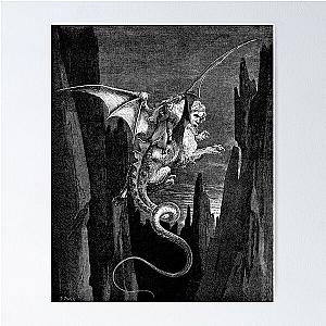 The descent of the abyss leading to Hell on Geryon’s back - Gustave Dore Poster