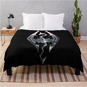 Skyrim Logo with Mountain Background  Classic T-Shirt.png Throw Blanket