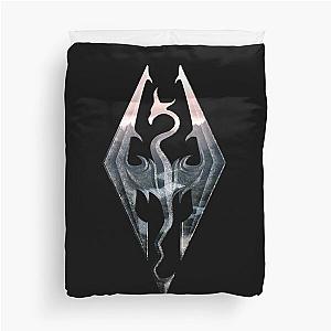 Skyrim Logo with Mountain Background  Classic T-Shirt.png Duvet Cover