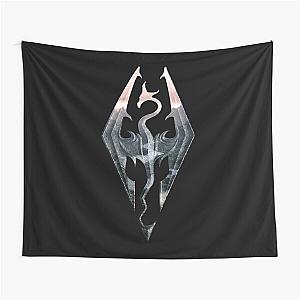 Skyrim Logo with Mountain Background  Classic T-Shirt.png Tapestry