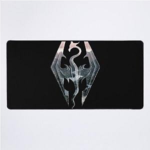 Skyrim Logo with Mountain Background  Classic T-Shirt.png Desk Mat