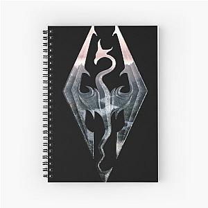 Skyrim Logo with Mountain Background  Classic T-Shirt.png Spiral Notebook