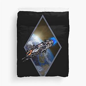 Rocinante Flying from Earth White Sci-Fi Duvet Cover