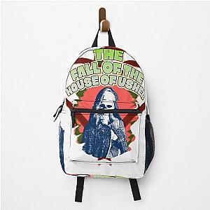 The Fall of the House of Usher Carla Gugino in a skull mask packing backpack