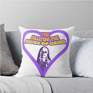 The Fall of the House of Usher Throw Pillow with Carla Gugino skull mask