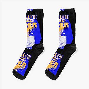 The Fall of the House of Usher Carla Gugino in a skull mask wearing Socks