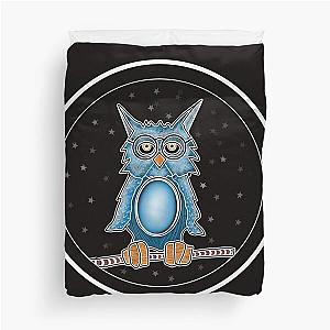 Blue Owl with Glasses Duvet Cover