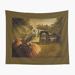 Digital Painting Tapestry - Dark Autumn Barn Owl