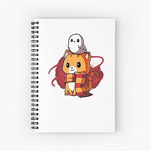 Spiral Notebook with Magic Cat and Owl Design