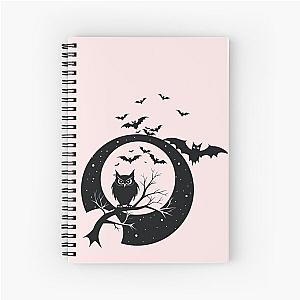 Spooky Owl Silhouette Halloween Night Spiral Notebook