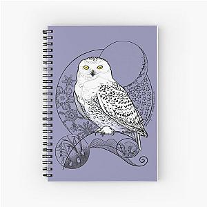 Snowy Owl Doodle in a Winter Scene Spiral Notebook