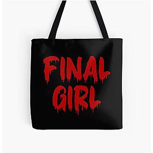 RED ON BLACK FINAL GIRL BLOOD DRIP All Over Print Tote Bag