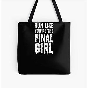 Womens Run Like You're The Final Girl Funny Halloween Horror Movie All Over Print Tote Bag