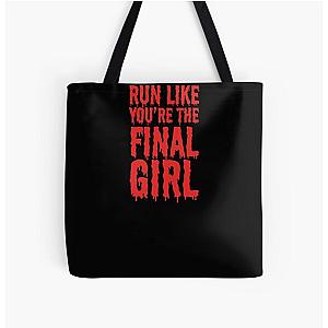 Womens Run Like You're The Final Girl Funny Halloween Horror Movie All Over Print Tote Bag