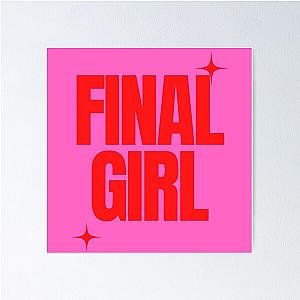 Final Girl Large Text Ironic Horror Design in pink Poster