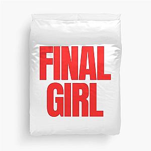 Final Girl Large Text Ironic Horror Design in white Duvet Cover