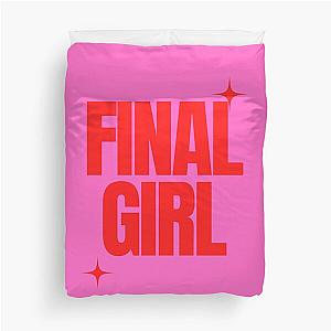 Final Girl Large Text Ironic Horror Design in pink Duvet Cover