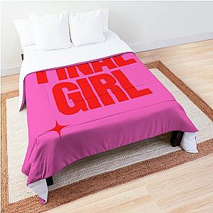 Final Girl Large Text Ironic Horror Design in pink Comforter