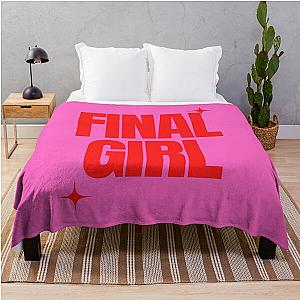 Final Girl Large Text Ironic Horror Design in pink Throw Blanket