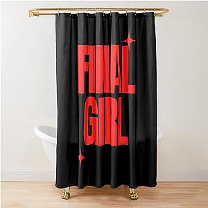 Final Girl Large Text Ironic Horror Design in black Shower Curtain