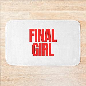 Final Girl Large Text Ironic Horror Design in white Bath Mat