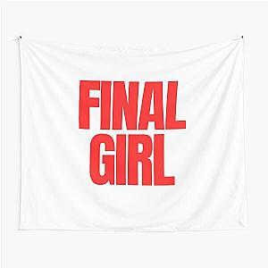 Final Girl Large Text Ironic Horror Design in white Tapestry