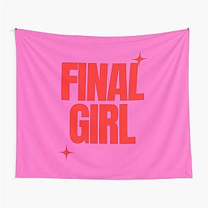 Final Girl Large Text Ironic Horror Design in pink Tapestry