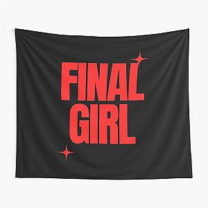 Final Girl Large Text Ironic Horror Design in black Tapestry