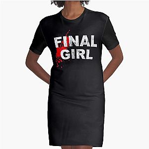 Final Girl Horror Slasher Film Phrase Halloween Distressed Graphic T-Shirt Dress