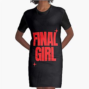 Final Girl Large Text Ironic Horror Design in black Graphic T-Shirt Dress