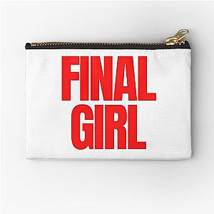 Final Girl Large Text Ironic Horror Design in white Zipper Pouch