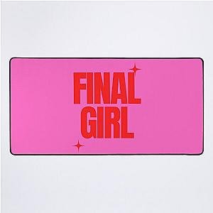 Final Girl Large Text Ironic Horror Design in pink Desk Mat